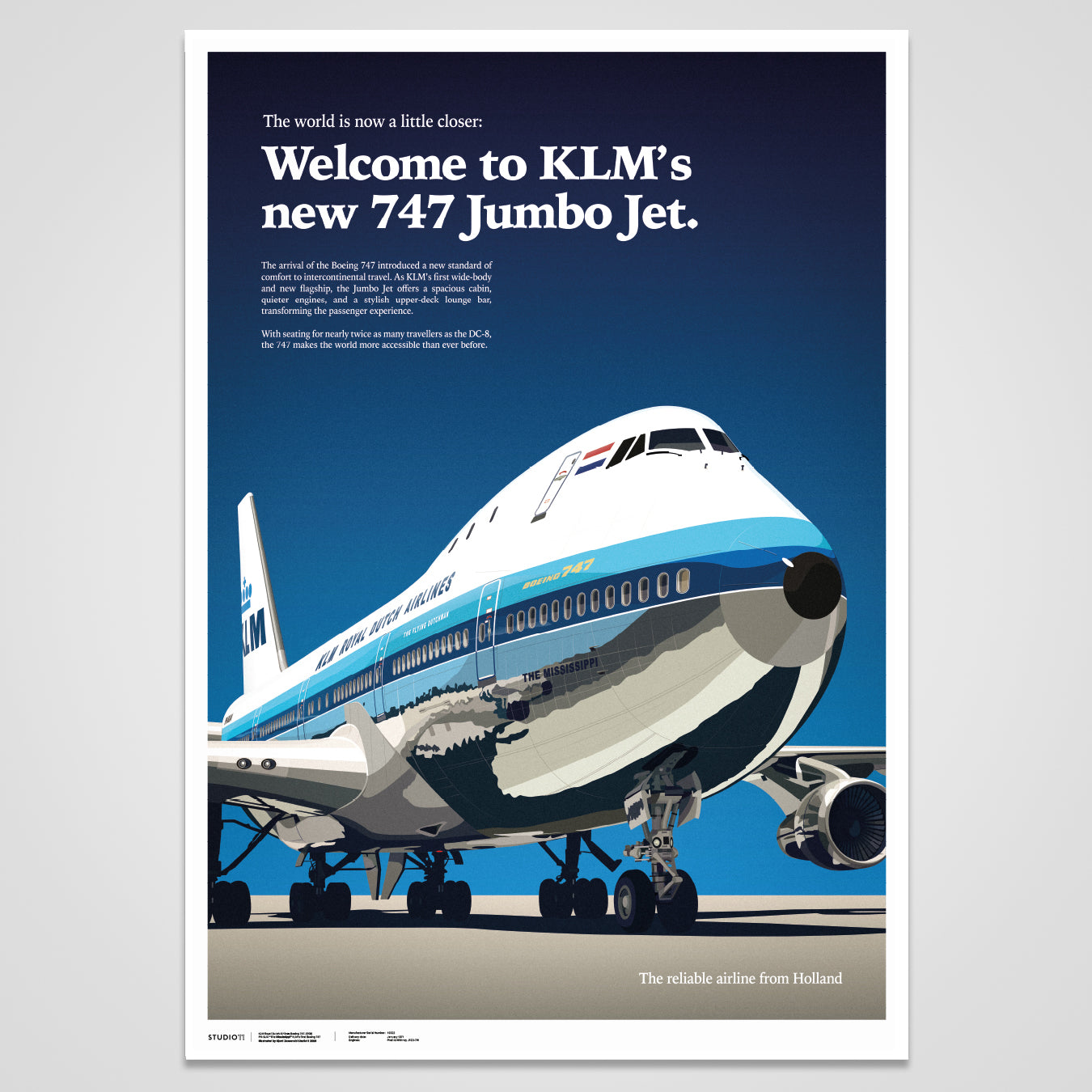 KLM Royal Dutch Airlines Boeing 747-200 PH-BUA Print