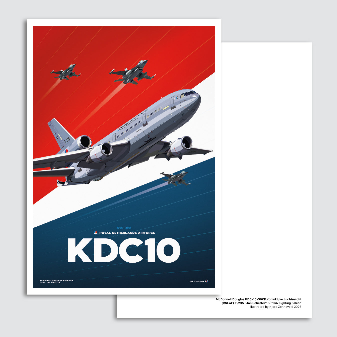 Collector postcard: RNLAF KDC-10 Tanker & F16 formation