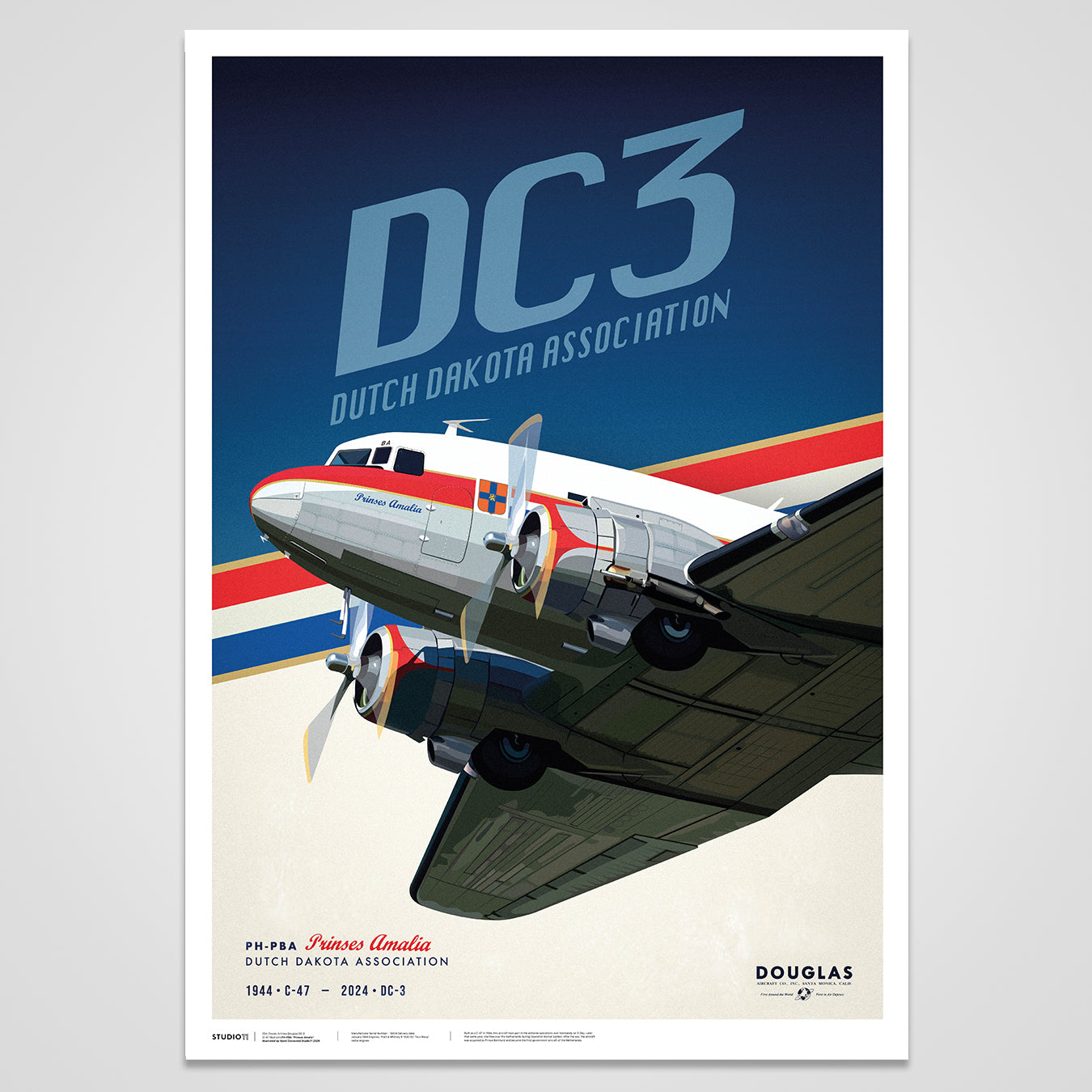DDA Classic Airlines Douglas DC-3 PH-PBA print
