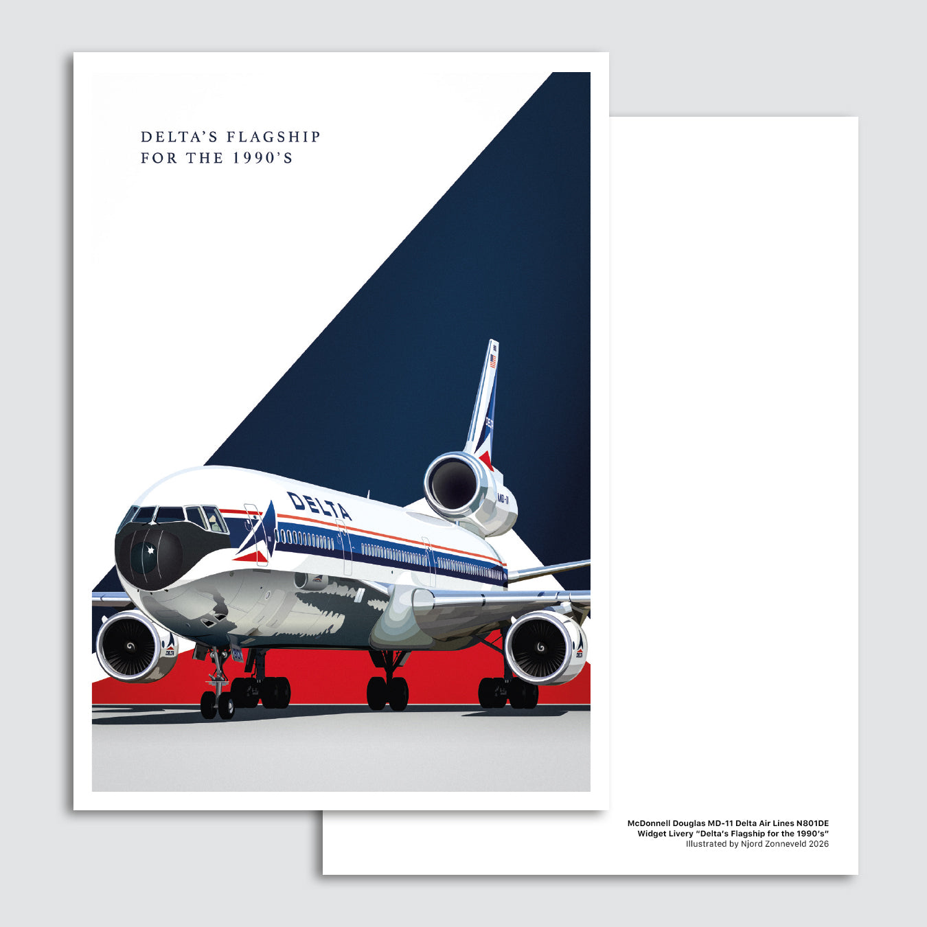 Collector postcard: Delta Air Lines MD-11 Widget livery