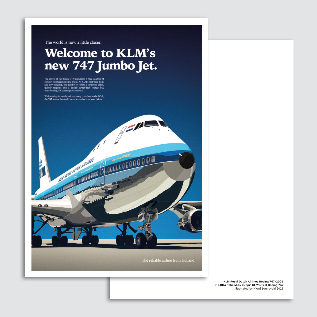Collector postcard: KLM Boeing 747-200 PH-BUA