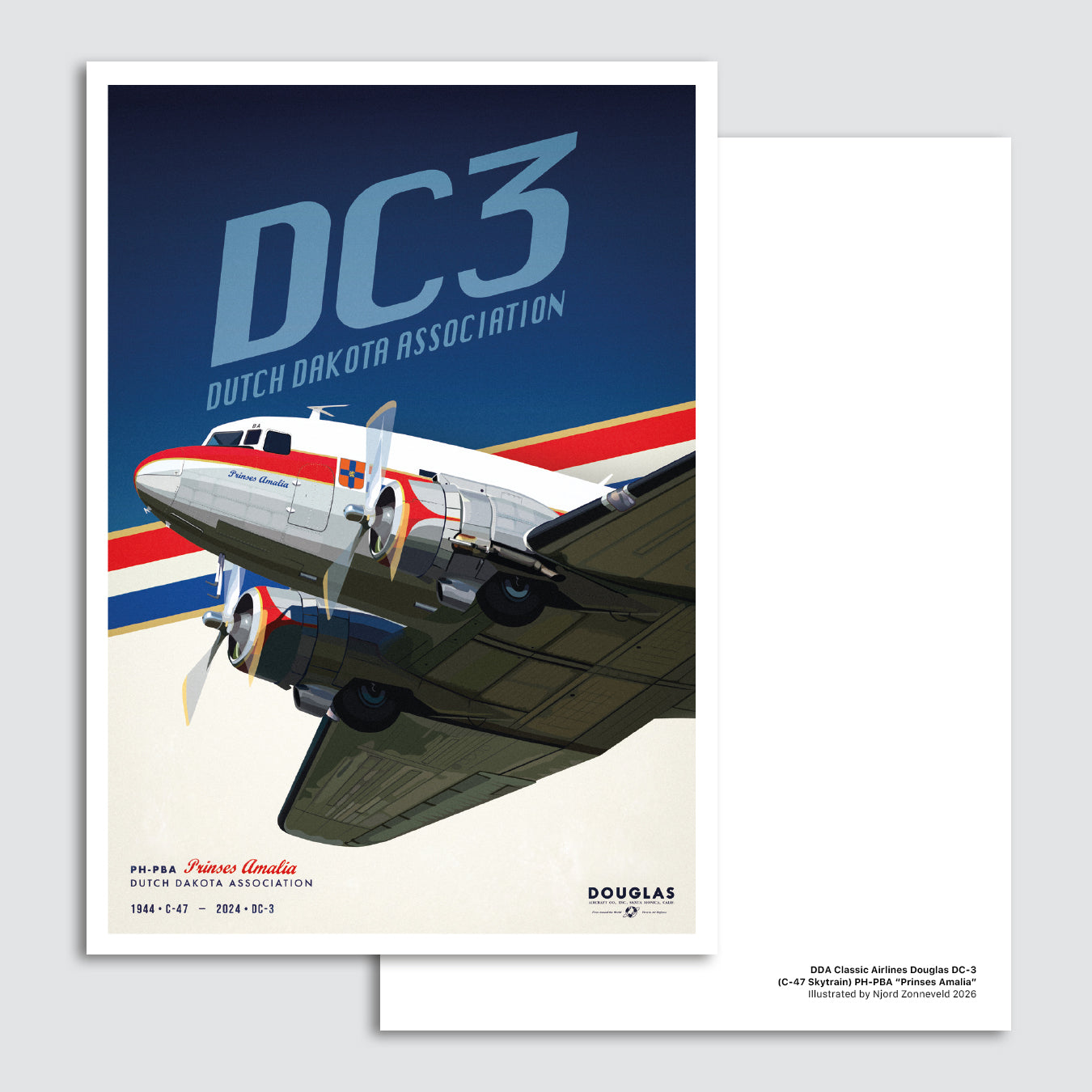 Collector postcard: DDA Classic Airlines DC-3 PH-PBA