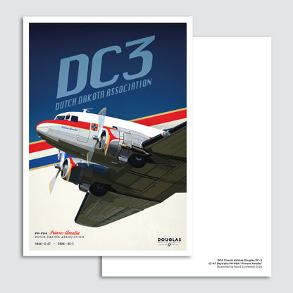 Collector postcard: DDA Classic Airlines DC-3 PH-PBA